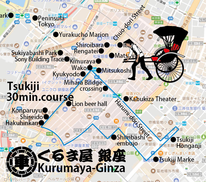 Rickshaw course Tsukiji 30min.