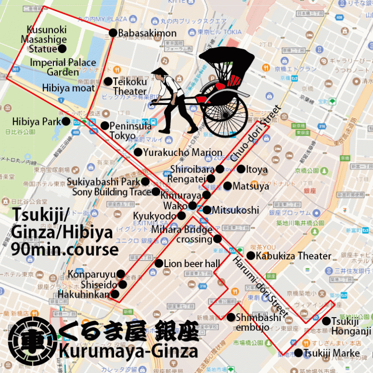 Rickshaw course Tsukiji/Ginza/Hibiya 90min.